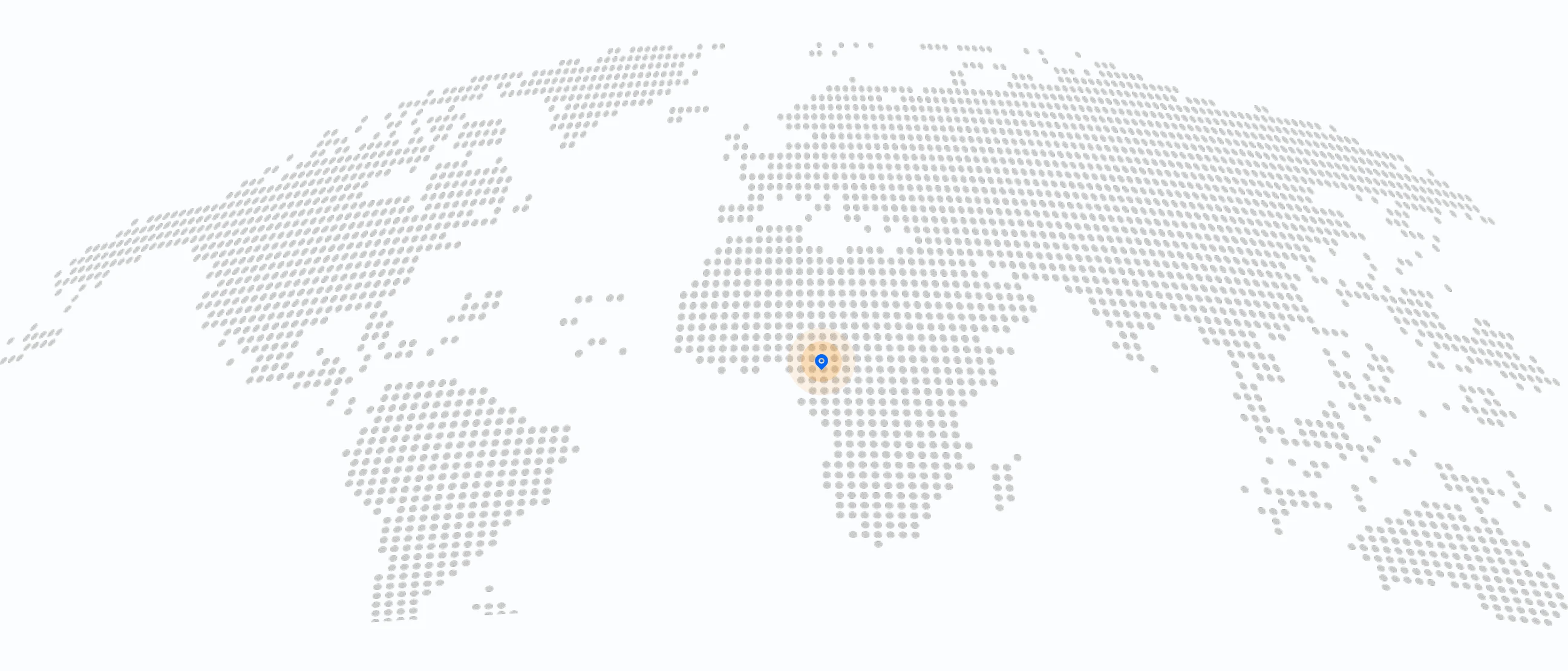 A dotted world map with 390 marked in Nigeria